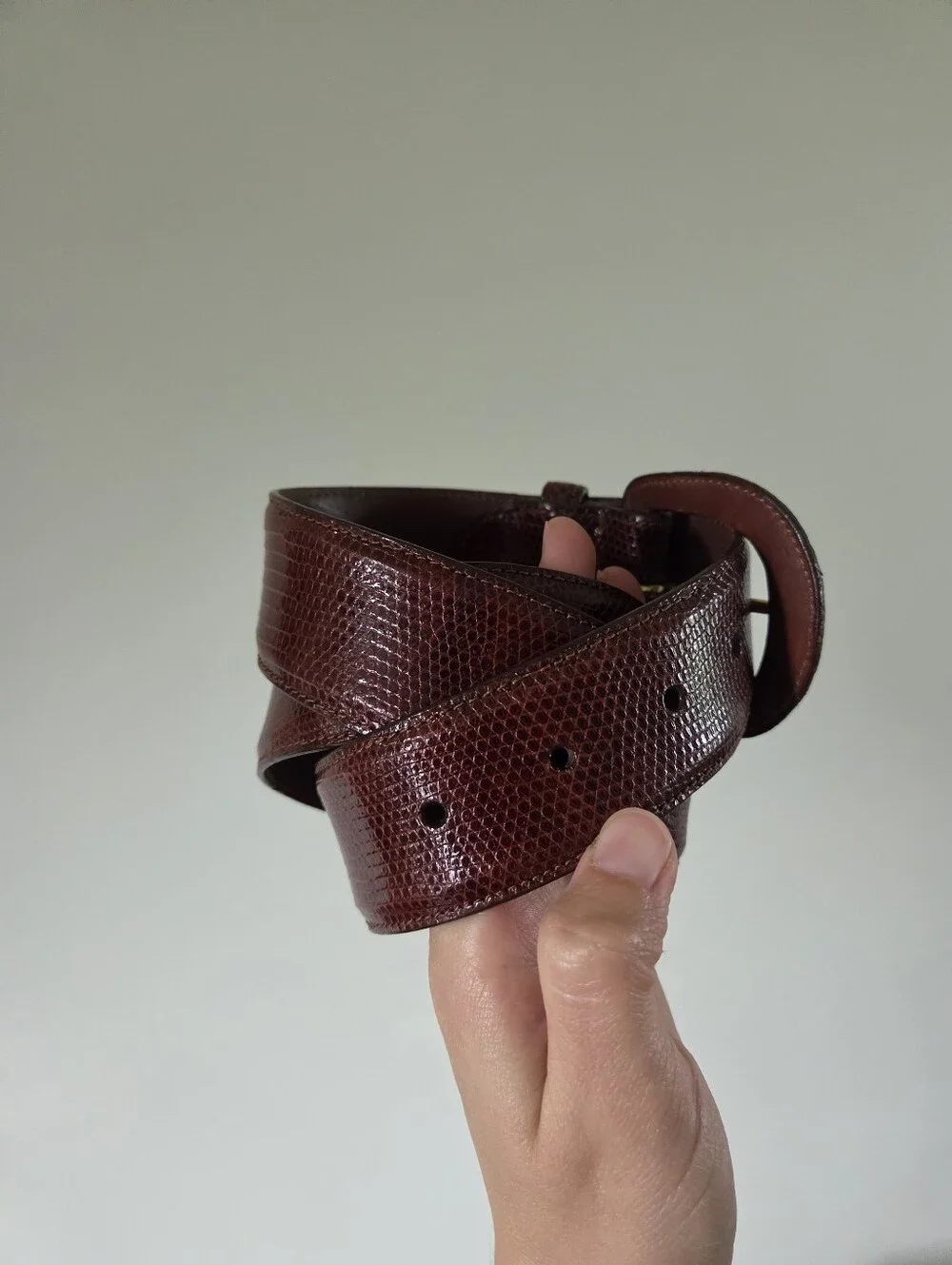 Vintage Linda Allard for Ellen Tracy Genuine Lizard Skin Belt, Made in USA L